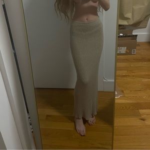 Tan Ribbed Maxi Pencil Skirt for Casual Wear